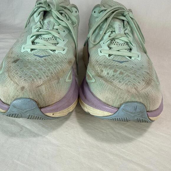 Hoka One One Clifton 9 Womens Size 10D Wide Green Purple Blue Running Athletic - Picture 6 of 15